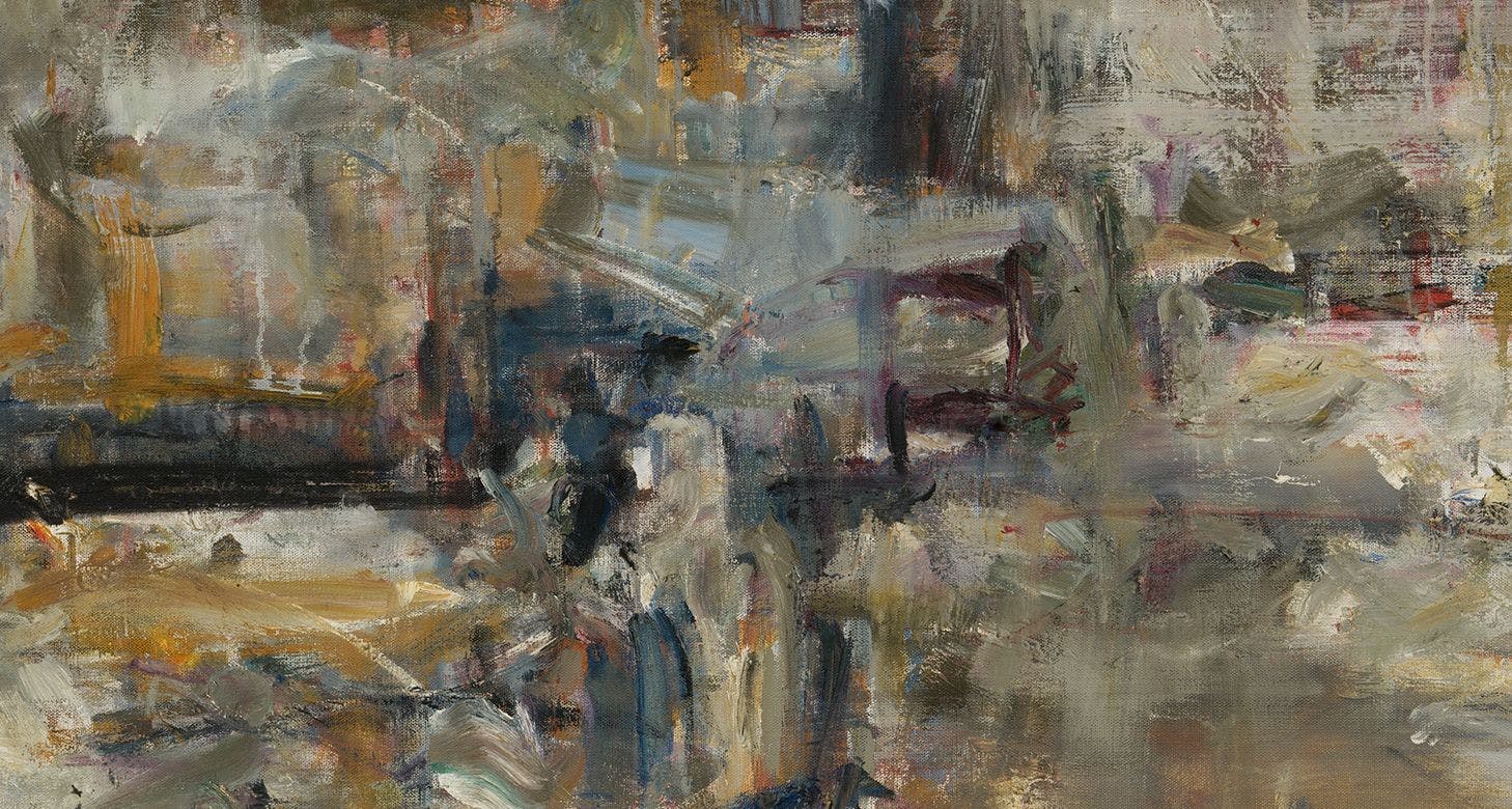 A detail from a painting by Joan Mitchell, called Untitled (Number 12), dated c. 1953.